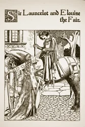 Sir Launcelot og Elouise the Fair, illustration fra 